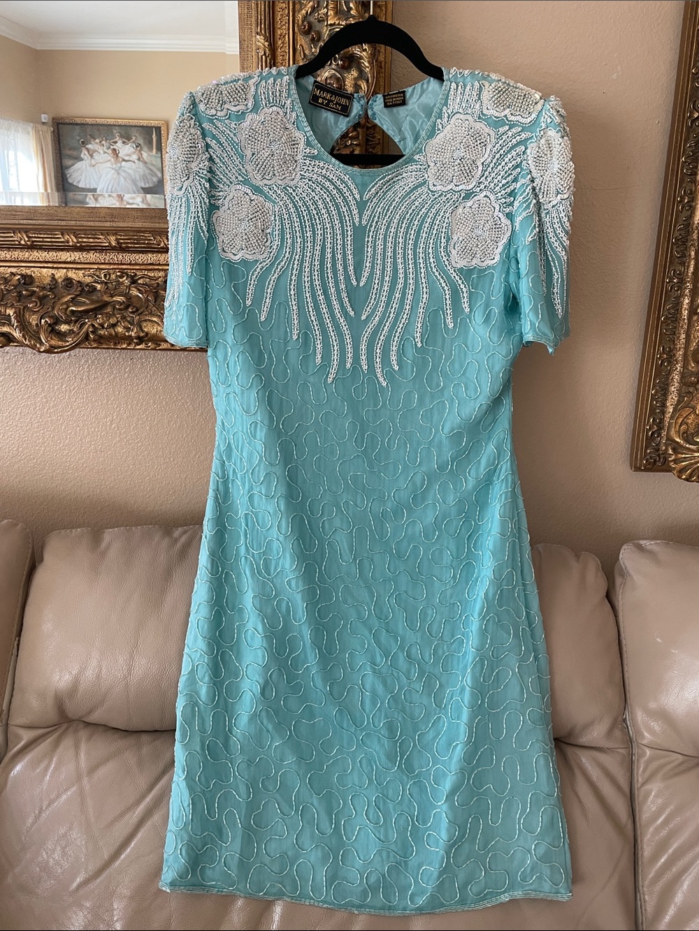 Vtg.Mark & John By Sam Silk Beaded Sequins Embellishments Dress